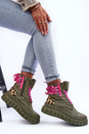 Women's Suede Boots on a Platform Green Raftera