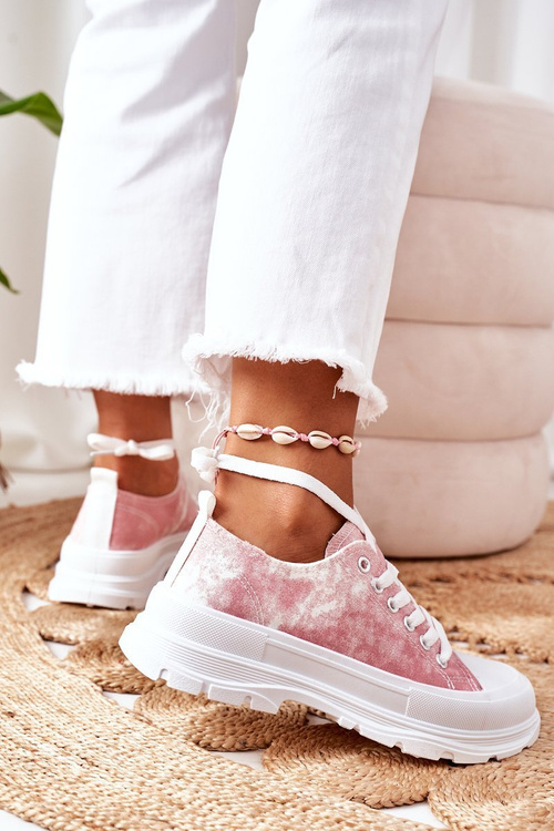 Sneakers On The Platform Pink With Tie-Dye Effect Travel Time