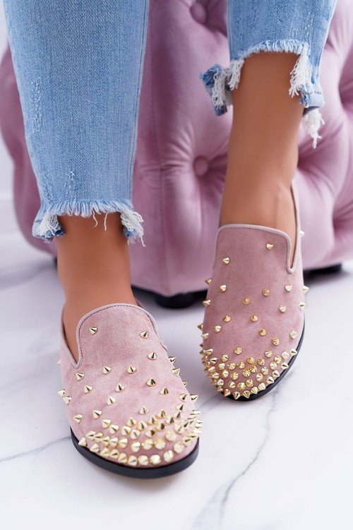 Ballerina Women's Lu Boo Pink Suede Lords with Studs Odessa