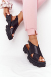 Leather Sandals On The Platform Lewski Shoes 3018-0 Black