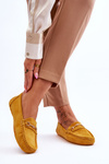 Suede Loafers With Ornament Yellow Eleina 