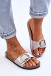 Women's Classic Slippers On Cork Soles Silver Noa