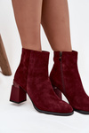Women's Ankle Boots Made of Natural Suede on Heel Lined D&A CR52-718 Bordeaux