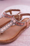 Women's Flat Slip-on Sandals With Zircons Champagne Mabellena