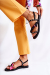 Women's Sandals With Ornaments Black Mataro