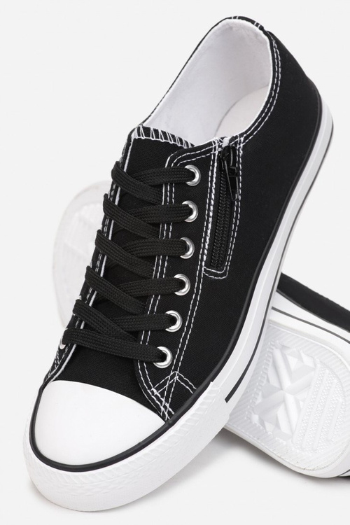 Damskie Trampki Z Suwakiem Czarne Malani