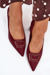Heels With Decorative Buckle Burgundy Seriva