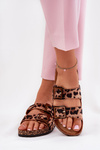 Ladies Slippers With Clear On Cork Sole Leopard Brown Sercele