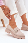 Ladies Moccasins Decorated With Rhinestones Beige Patina