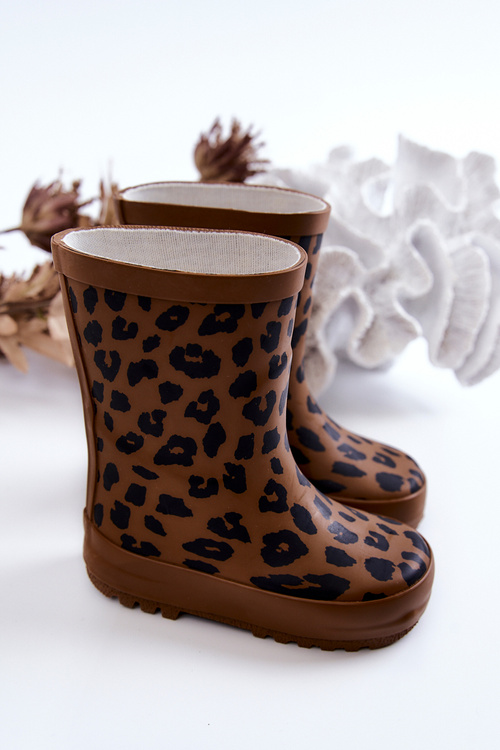 Children's Galoshes With Leopard Pattern Brown Nanny