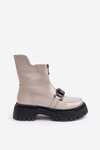 Women's Glossy Zip-up Boots D&A MR870-94 Light gray
