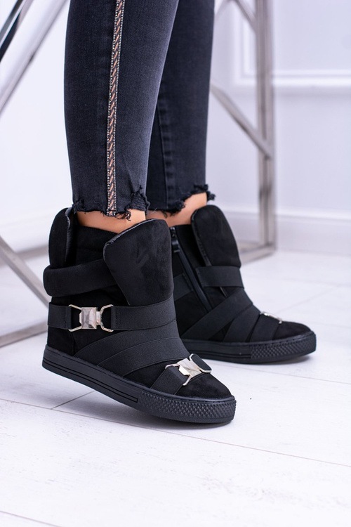 Lu Boo Black Suede Anchor Sneakers