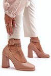 Stiletto Heels with Buckle Beige Idovana 