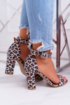 Laura Messi 1760 Leather Stiletto Sandals Panther Iliads