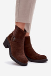 Women's Block Heel Boots with Buckle Brown Nymera