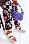 Leather Sandals On Platform White Tessy