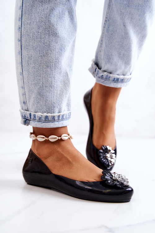 Baleriny Damskie Pachnące Gumowe Czarne ZAXY JJ285048