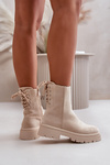 Suede Ankle Boots With Flat Heel Beige Lakyta