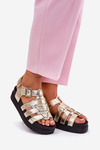 Ladies Platform Sandals With Buckles Gold Atarafas