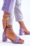 Suede High Heel Sandals With Decorative Braids Violet Azela
