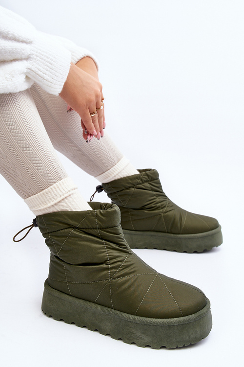 Women's snow boots on a chunky platform green Fionia