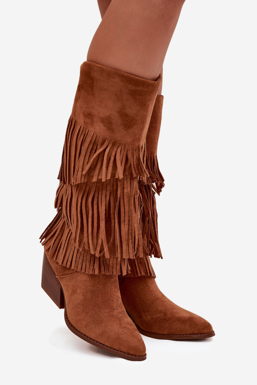 Insulated Cowboy Boots Women's With Fringes Camel Brivina