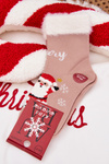 Christmas Children's Socks With Fur And Santa Wool Alpaca Dark Beige