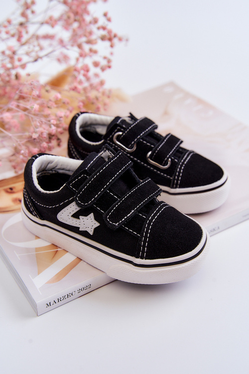 Classic Children's Sneakers With Velcro Black Phiris