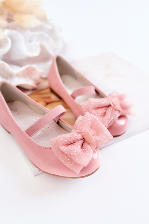 Dětské lakované balerínky s mašlí Pink Zolly