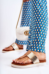 Women's flip-flops on a wedge Beige and gold Morissa