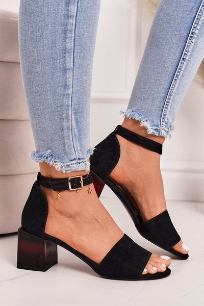 Sandals On Block Heel Laura Messi 2285 Suede Black