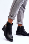Leather Ankle Boots with Flat Heel Black Meronei 
