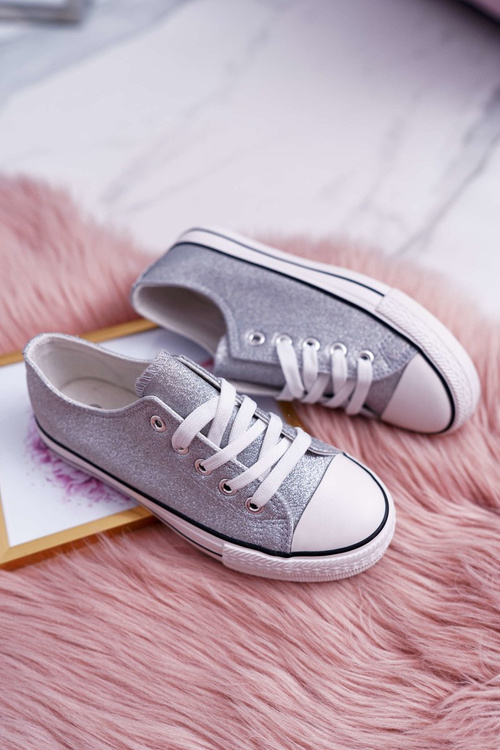 Children's Brocade Silver Misty Sneakers
