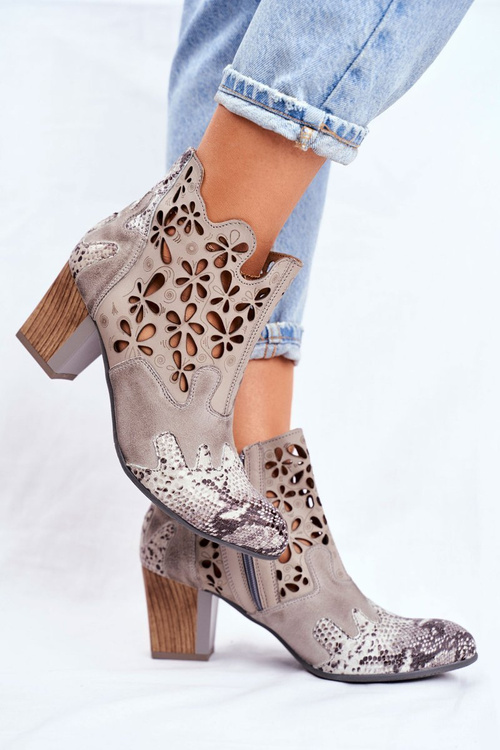 Women’s Boots On High Heel Maciejka Leather Grey 04369-13