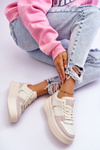 Buty Sportowe Damskie Wysokia Platforma Jasnobeżowe Bexley