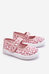Children's Velcro Ballerinas In Print Pink Selah 