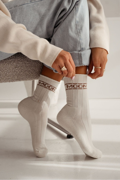 Women's Socks Pólfrotte UNIQUE Seamless MOON Ecru