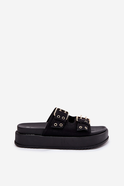 Women's Sandals With Buckles On Platform Black Nilatha