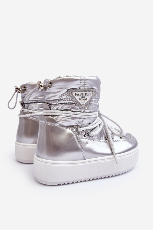 Warm Lace Up Snow Boots Silver Colina