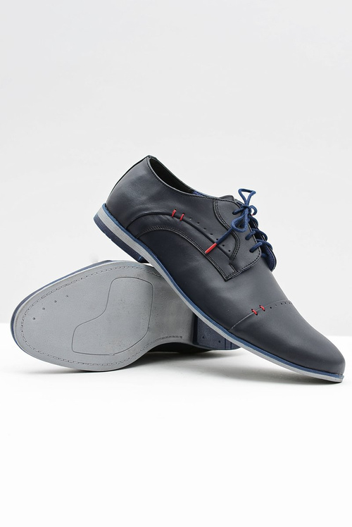 Elegant Men's Leather Half Boots Isacco Navy Blue