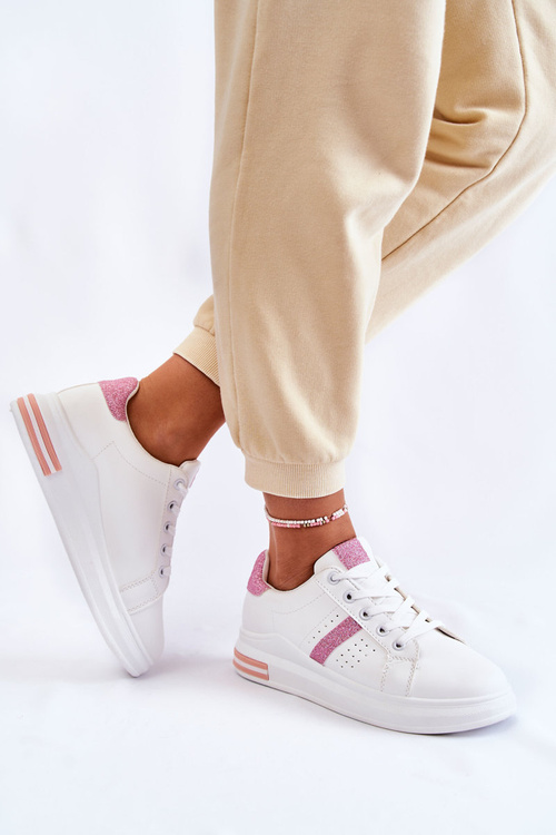 Women's Sport Shoes, Tied White and pink Otylia