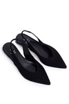 Suede Silver Heeled Ballerinas Laura Messi 2127 Black