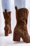 Women's Suede Boots With Cowboy Boots Khaki Ariane