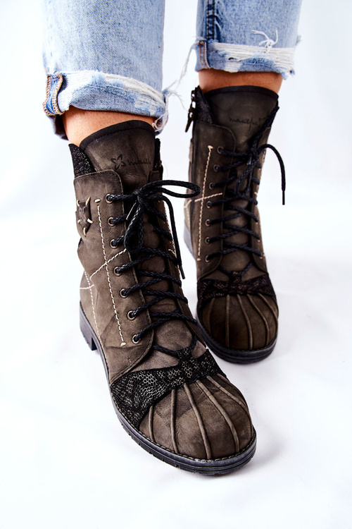 Women's Boots Leather Heated Maciejka Olive 03961-24