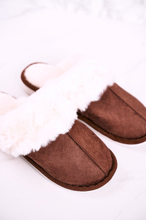 Men's Slippers With Fur Brown Homely