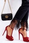 Shiny High-Heeled Sandals Red Marisha