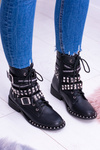 Lu Boo Black Boots with Studs Buckle Lock