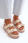 Women's Sandals with Buckles Eco Leather Beige Konanttia