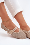 Ballet Flats With Weaving And Straps Beige Partheda