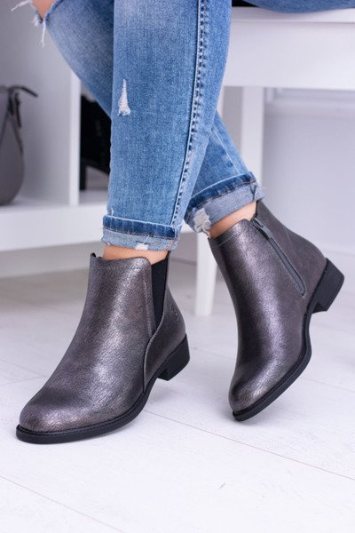 Sergio Leone Dark Grey Vuko Flat Heel Boots